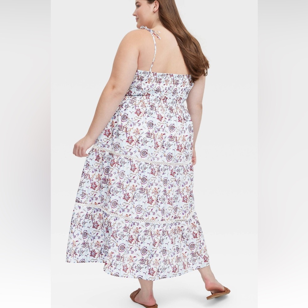 Roller rabbit x target women’s floral tie-shoulder tiered maxi a-line dress-Blue - Picture 2 of 6